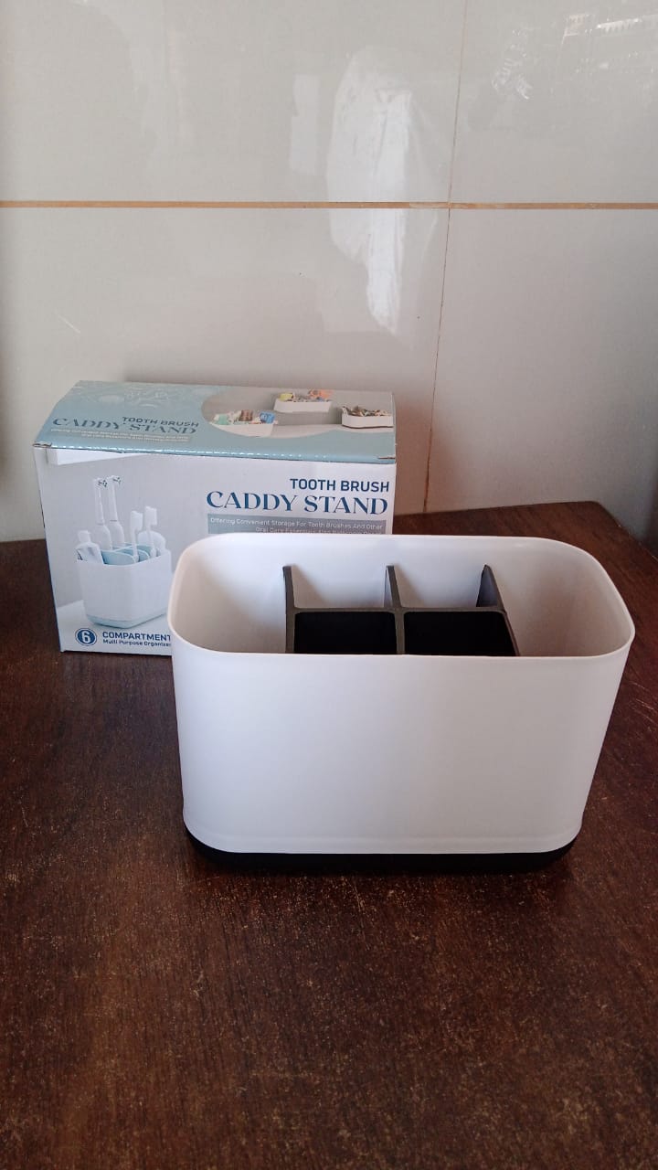 6 Compartment Multi Purpose Organizer Toothbrush Holder Stand Plastic Caddy (1 Pc) 6 Compartment Multi Purpose Organizer Toothbrush Holder Stand Plastic Caddy (1 Pc)